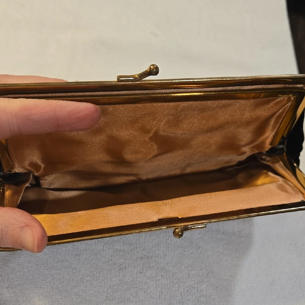 ​INGBER Black Velvet Evening Clutch | Mid-Century Kiss-Lock | USA Made